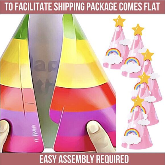 Pink Party Hats - Fun Celebration Kit of 10 Cone Party Hats Kids Birthdays - Picture 5 of 7